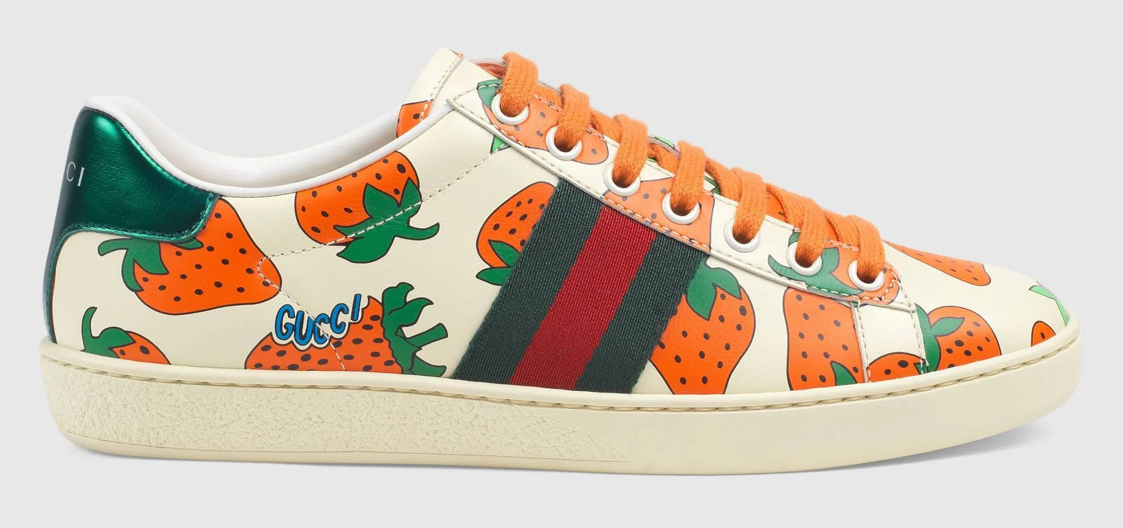 Ace Leather Sneaker with Strawberry Print