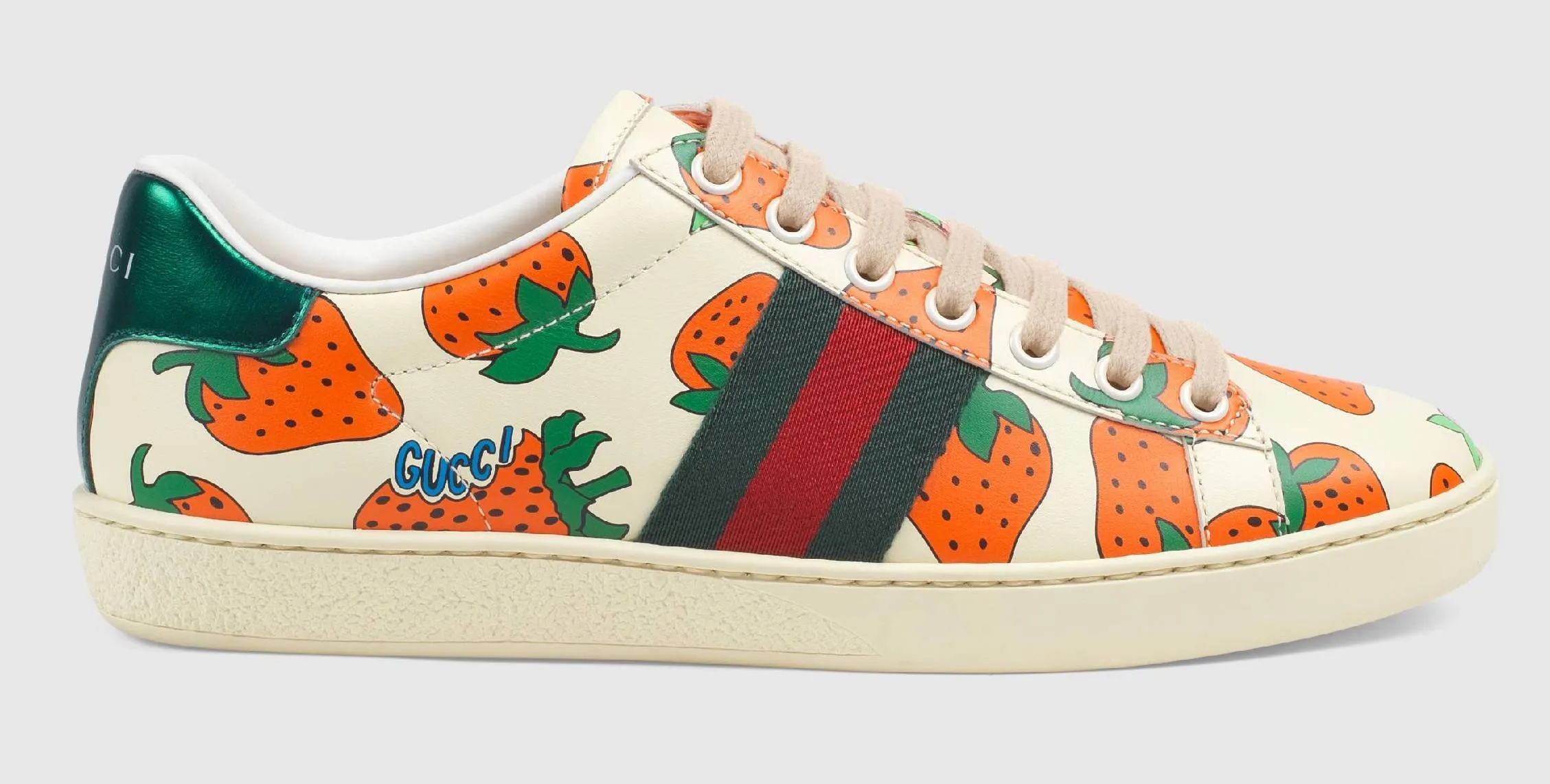 Ace Leather Sneaker with Strawberry Print