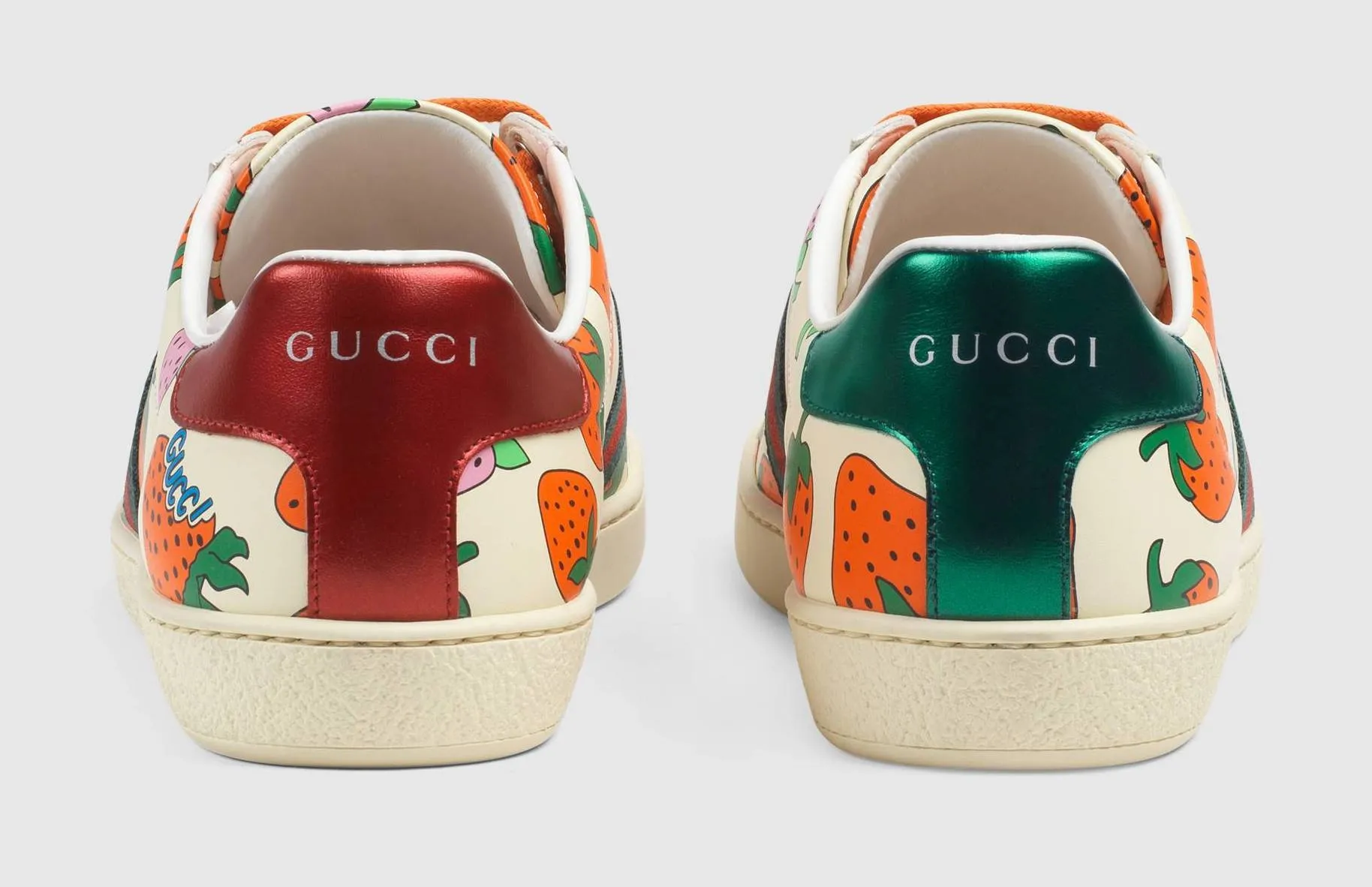 Ace Leather Sneaker with Strawberry Print