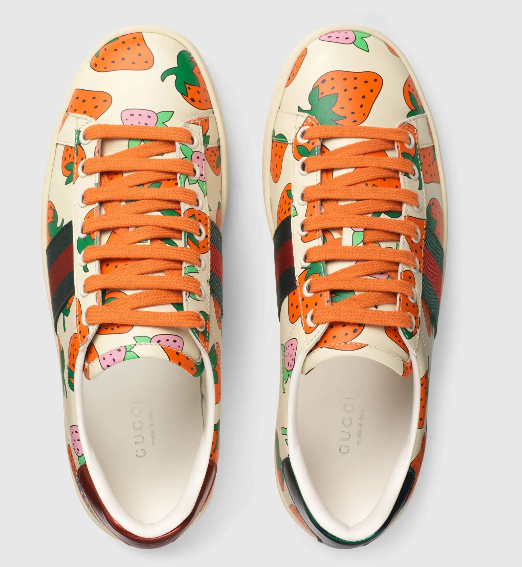Ace Leather Sneaker with Strawberry Print