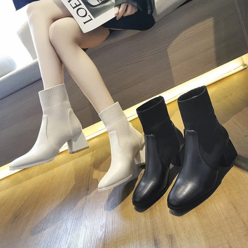 Autumn Winter Women boots Knit Elastic Socks Boots