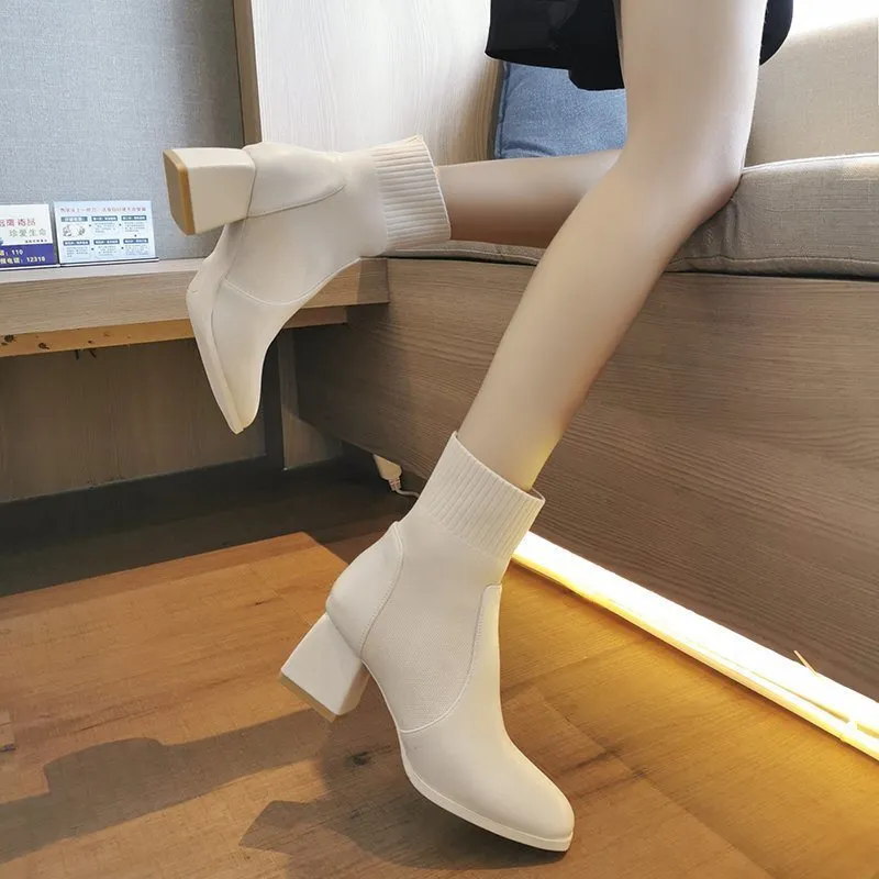 Autumn Winter Women boots Knit Elastic Socks Boots