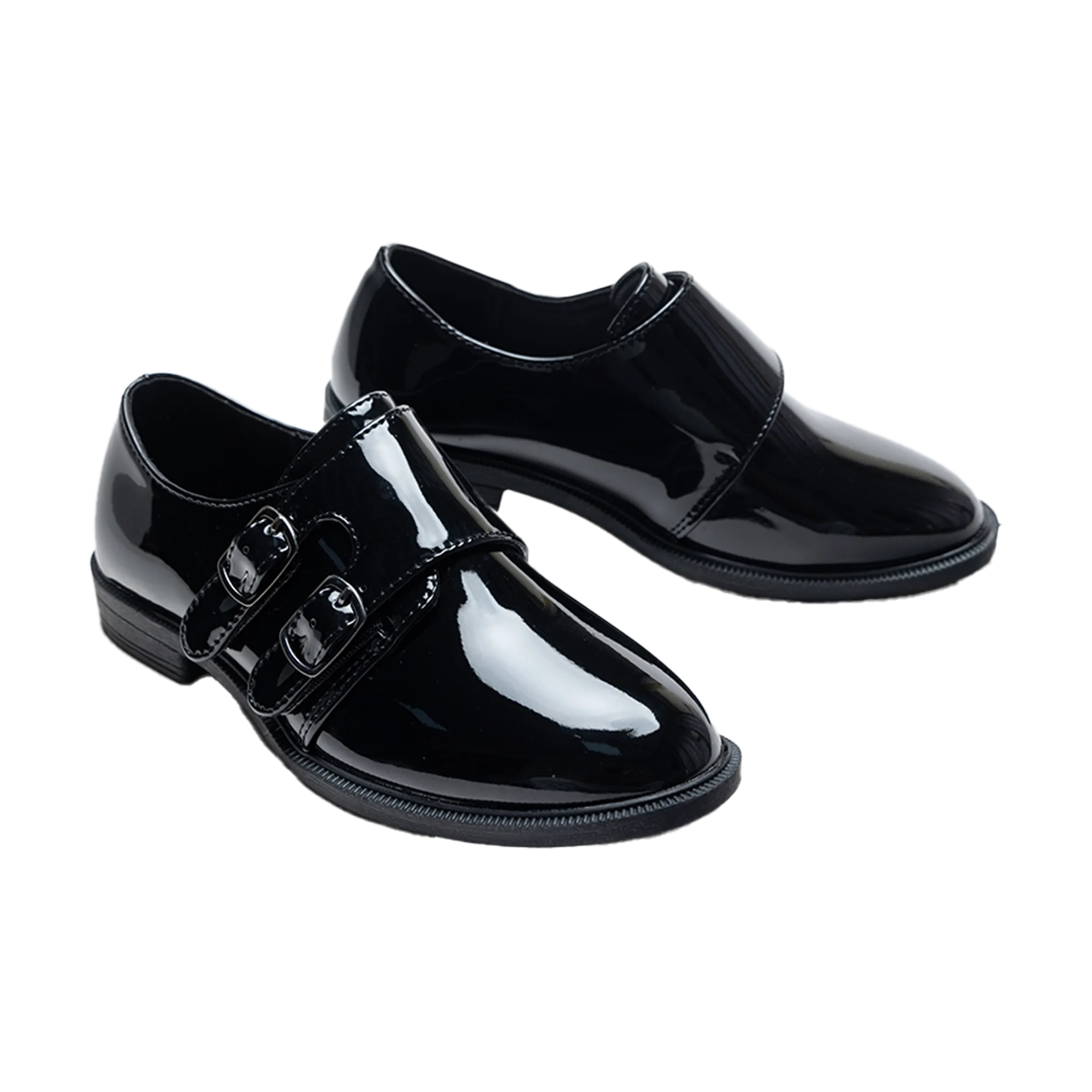 Black Patent Buckle Loafers