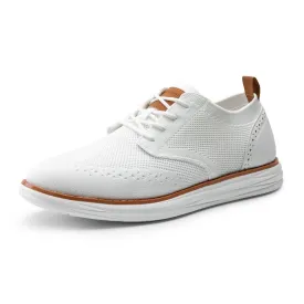 Bruno Marc Men's KnitFlex Craft Mesh Oxfords Sneakers Casual Dress Lace-Up Lightweight Walking Shoes,Size 10.5,White,SBOX2406M