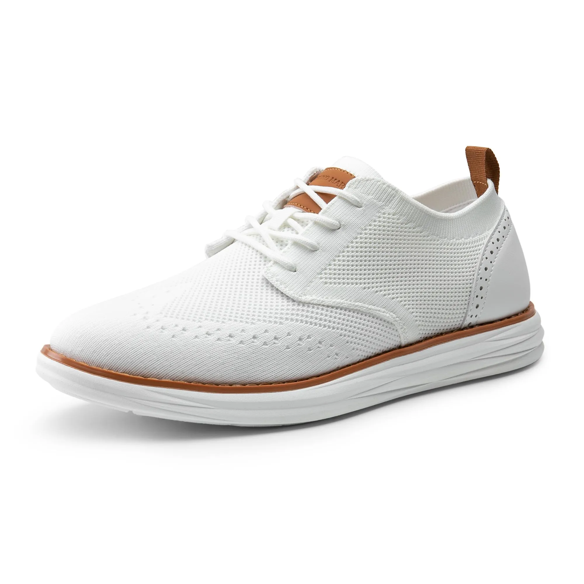 Bruno Marc Men's KnitFlex Craft Mesh Oxfords Sneakers Casual Dress Lace-Up Lightweight Walking Shoes,Size 10.5,White,SBOX2406M