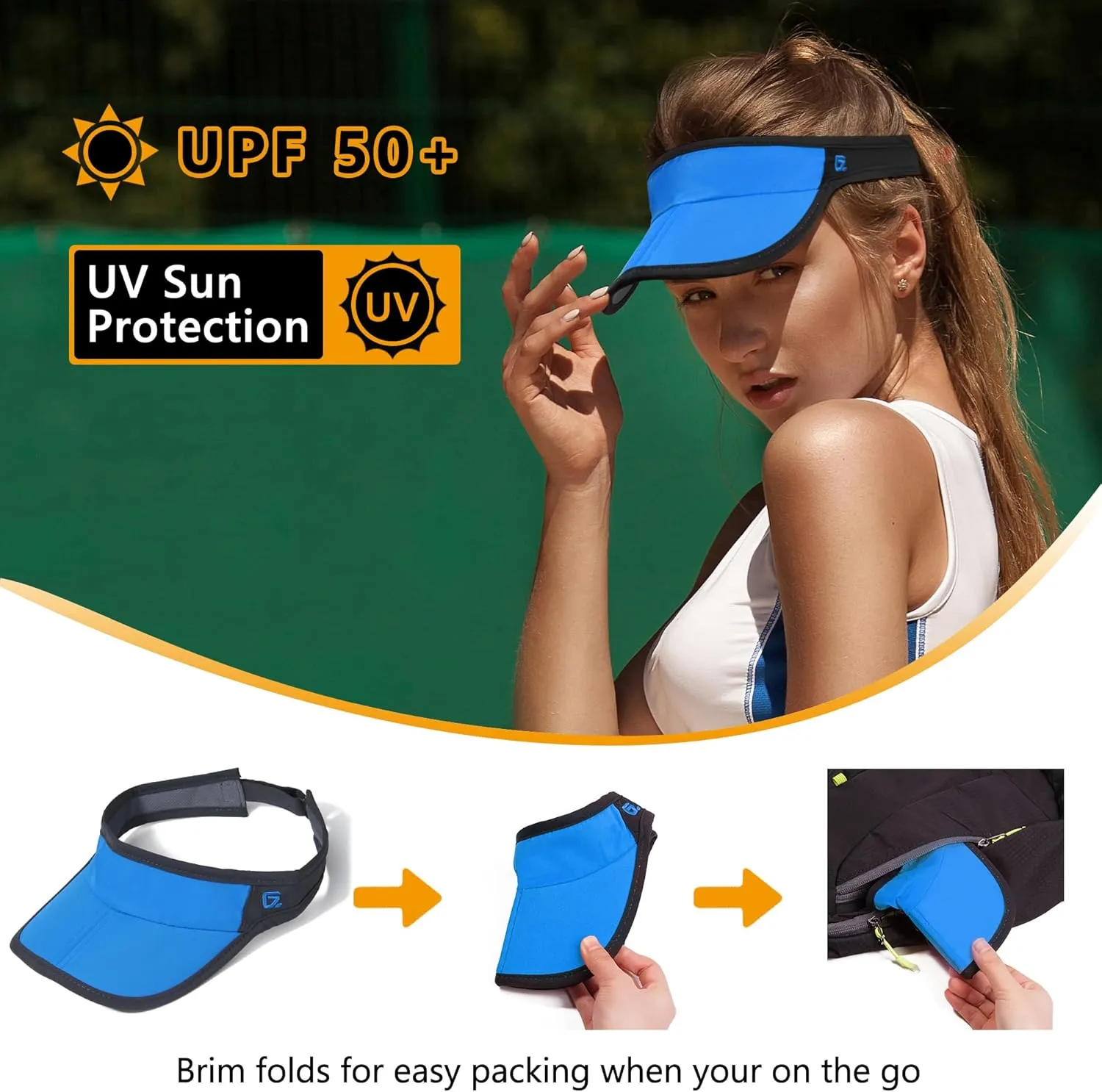 GADIEMKENSD Foldable Sun Visor Hat UPF 50  Lightweight Adjustable