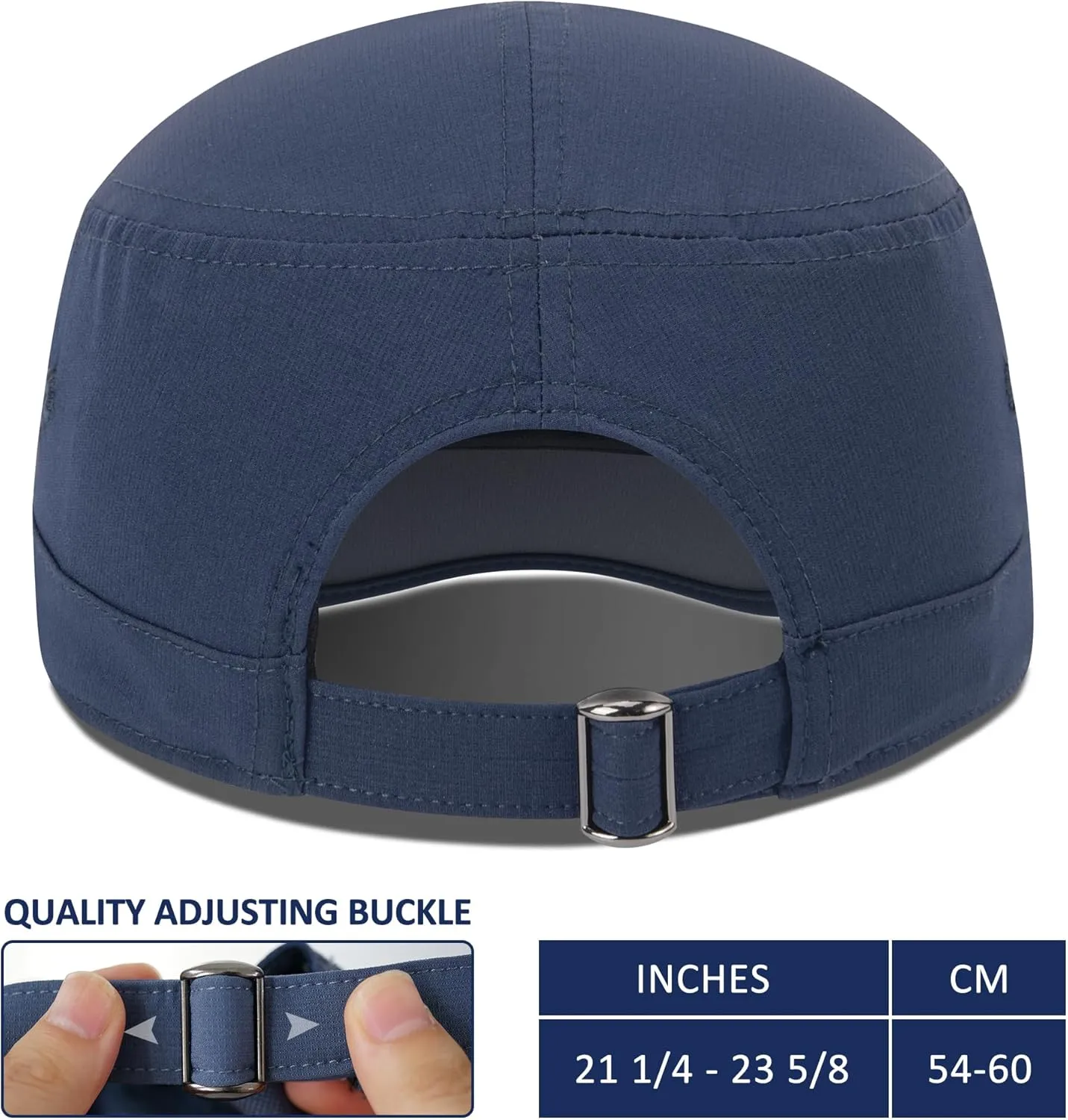 GADIEMKENSD Stretch Army Cap Cadet Military Hats Flat Top Baseball Cap Short Bill Breathable