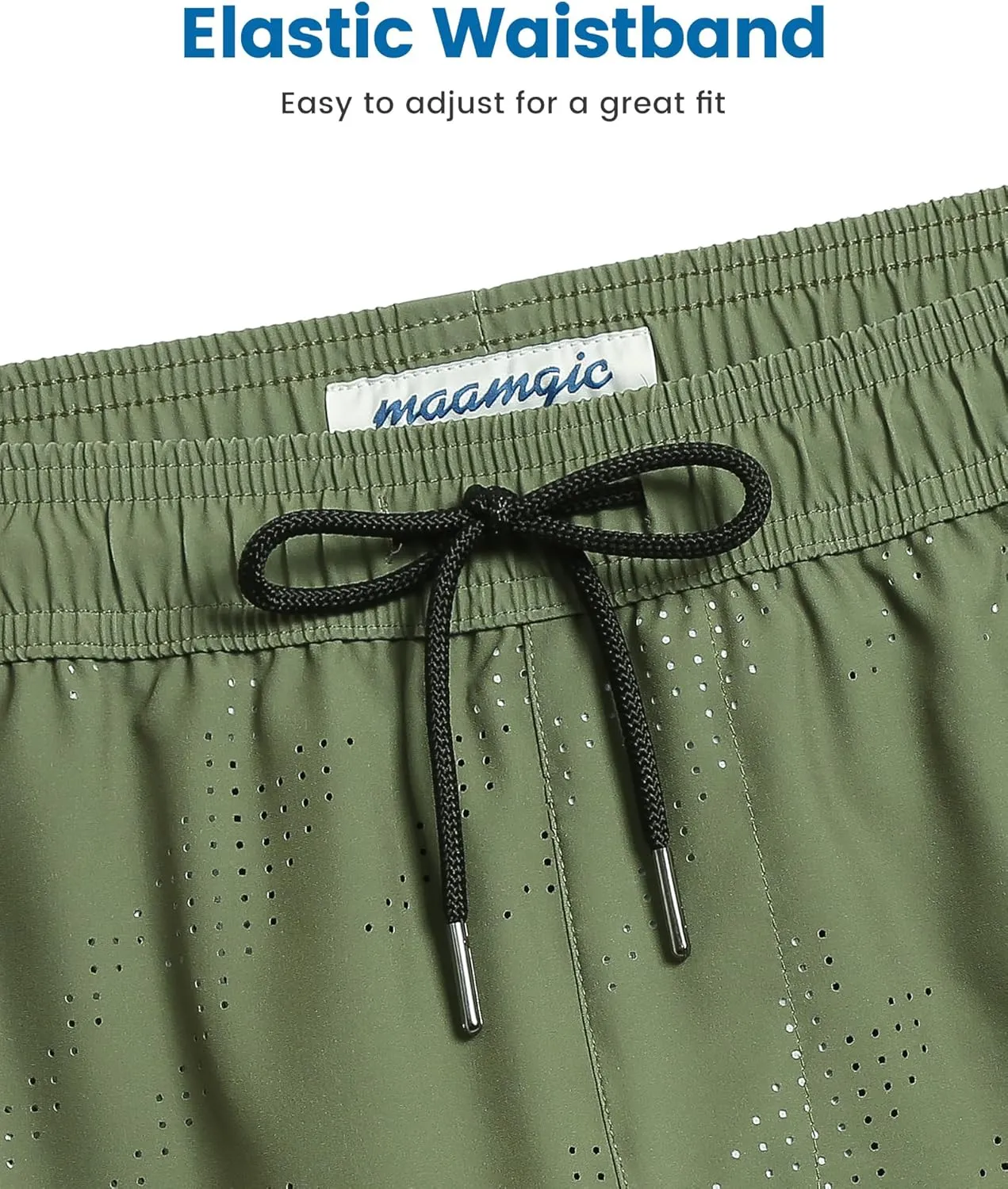 maamgic Mens Swim Trunks with Compression Liner 5 Inch Inseam Quick Dry Board Shorts with Zipper Pockets Swimming Shorts