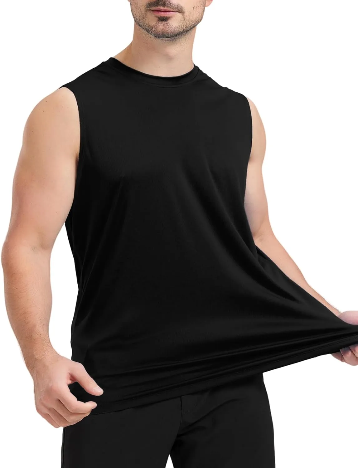 Men's Sleeveless UPF 50  Swim Shirts Quick Dry Workout Tank Top UV Protection Running Gym Muscle T Shirts