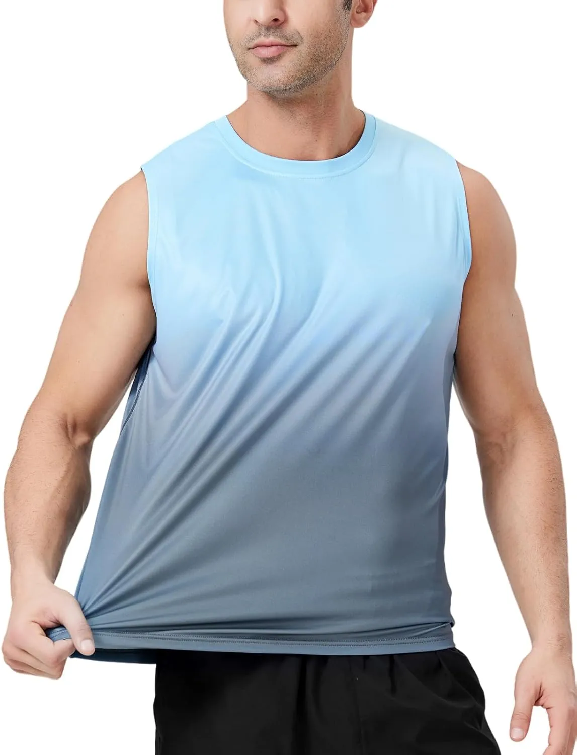 Men's Sleeveless UPF 50  Swim Shirts Quick Dry Workout Tank Top UV Protection Running Gym Muscle T Shirts