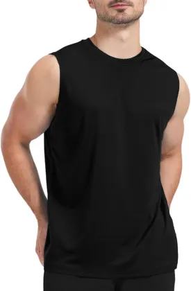 Men's Sleeveless UPF 50  Swim Shirts Quick Dry Workout Tank Top UV Protection Running Gym Muscle T Shirts