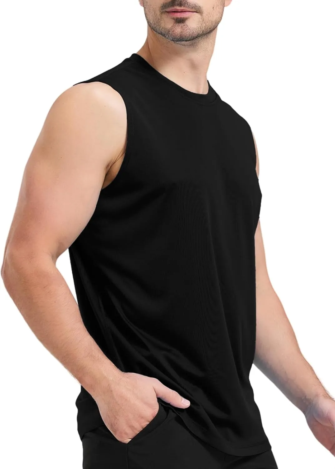 Men's Sleeveless UPF 50  Swim Shirts Quick Dry Workout Tank Top UV Protection Running Gym Muscle T Shirts