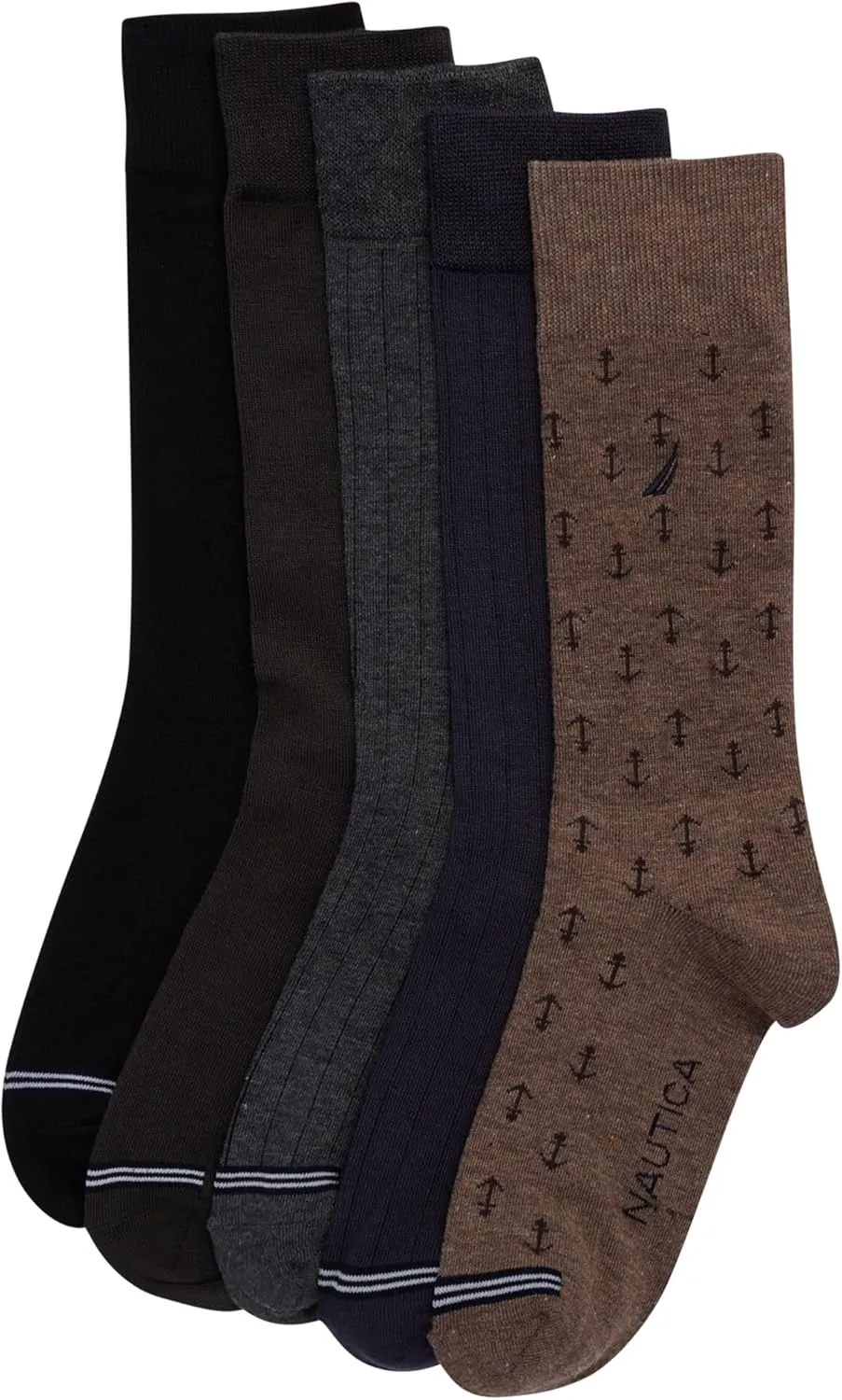 Nautica Mens Dress Socks - 5 Pack Breathable Comfort Stretch Crew-Length Work Socks for Men for Business Formal Wear (6-12.5)