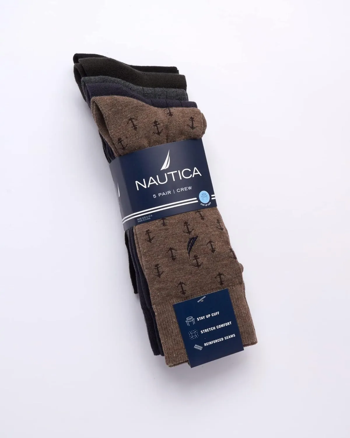Nautica Mens Dress Socks - 5 Pack Breathable Comfort Stretch Crew-Length Work Socks for Men for Business Formal Wear (6-12.5)