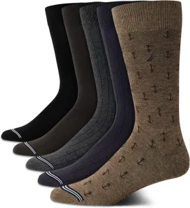 Nautica Mens Dress Socks - 5 Pack Breathable Comfort Stretch Crew-Length Work Socks for Men for Business Formal Wear (6-12.5)