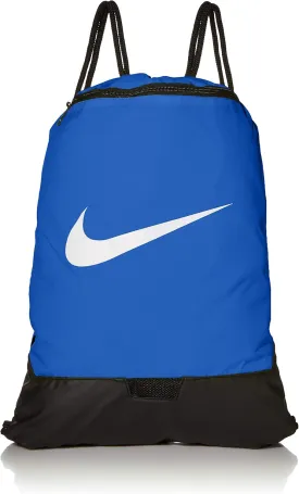 Nike Brasilia Training Gymsack, Drawstring Backpack with Zipper Pocket and Reinforced Bottom, Game Royal/Game Royal/White